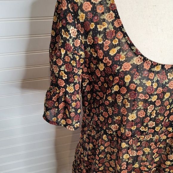 Show Me Your MUMU Valley Midnight Floral Tierred Dress XS - Picture 3 of 10